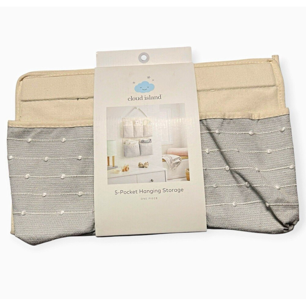 Cloud Island 5-Pocket Hanging Nursery Storage Organizer Gray Cream New